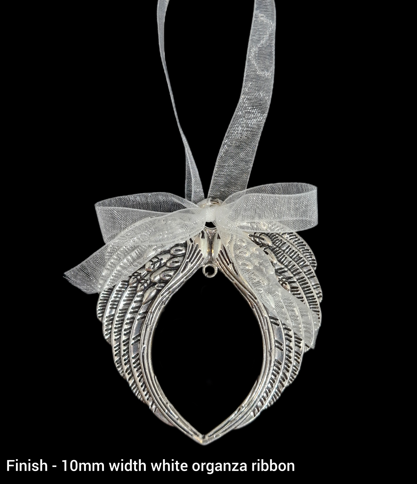 Angel wing hanging christmas decoration with cremation ashes