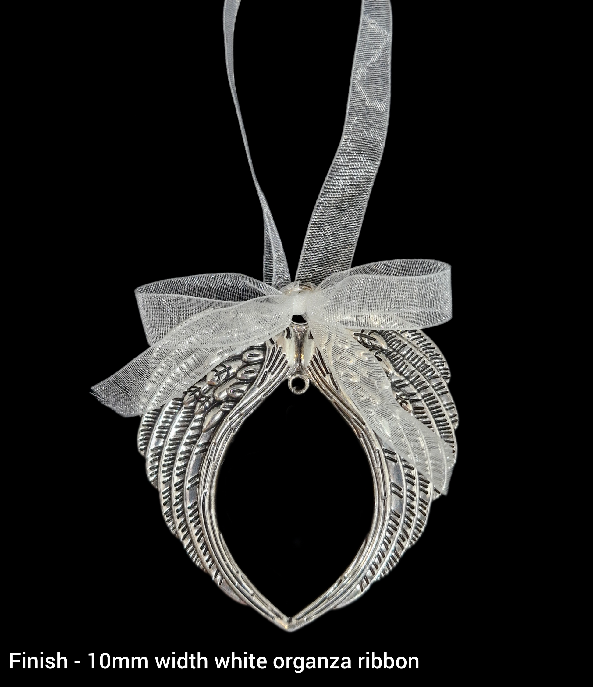 Angel wing hanging christmas decoration with cremation ashes