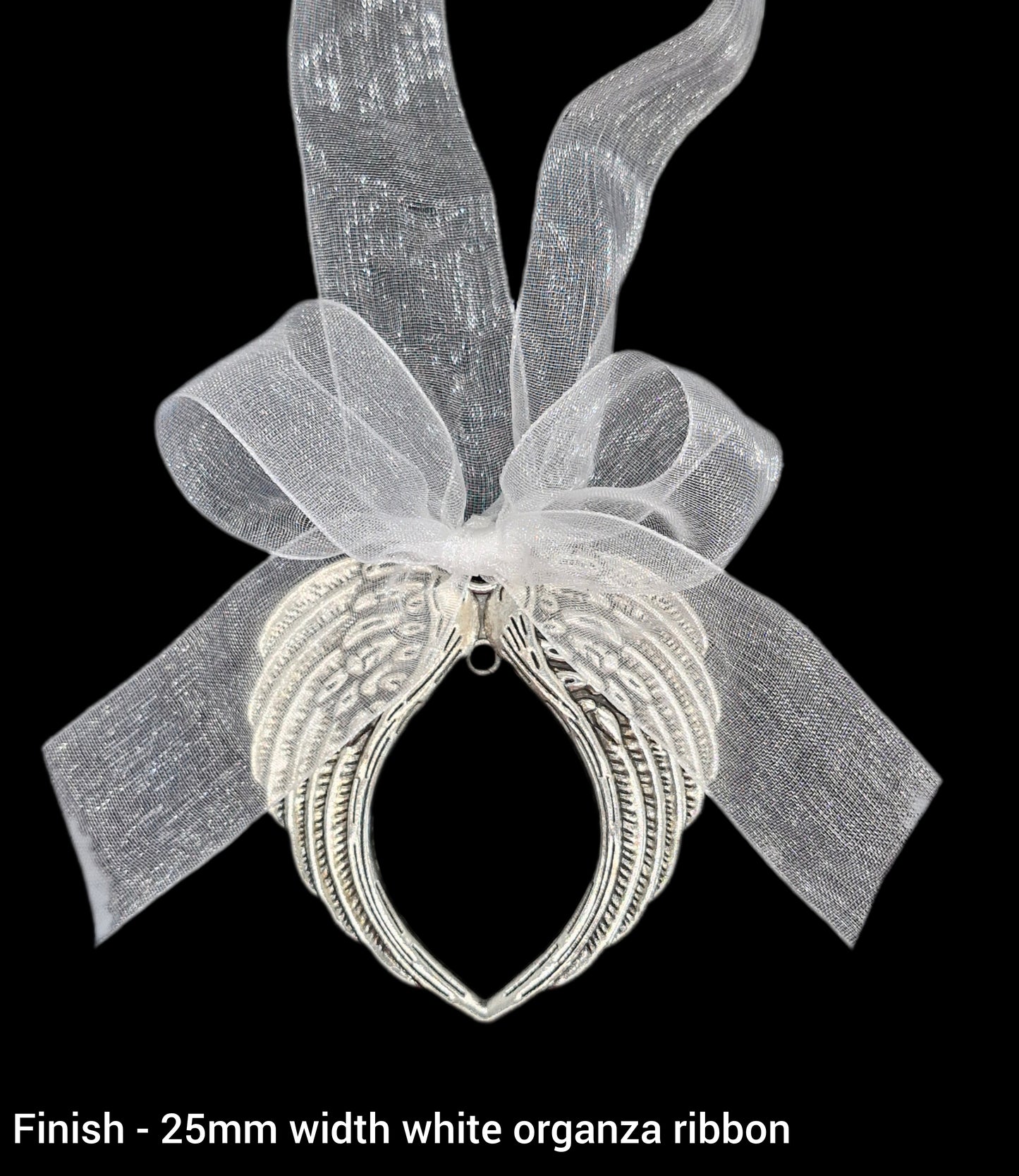 Angel wing hanging christmas decoration with cremation ashes
