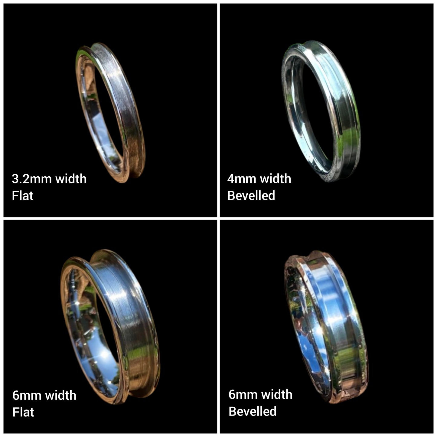 Channel Rings - Stainless Steel, Titanium or Tungsten Carbide: Breastmilk and/or Hair Inclusion