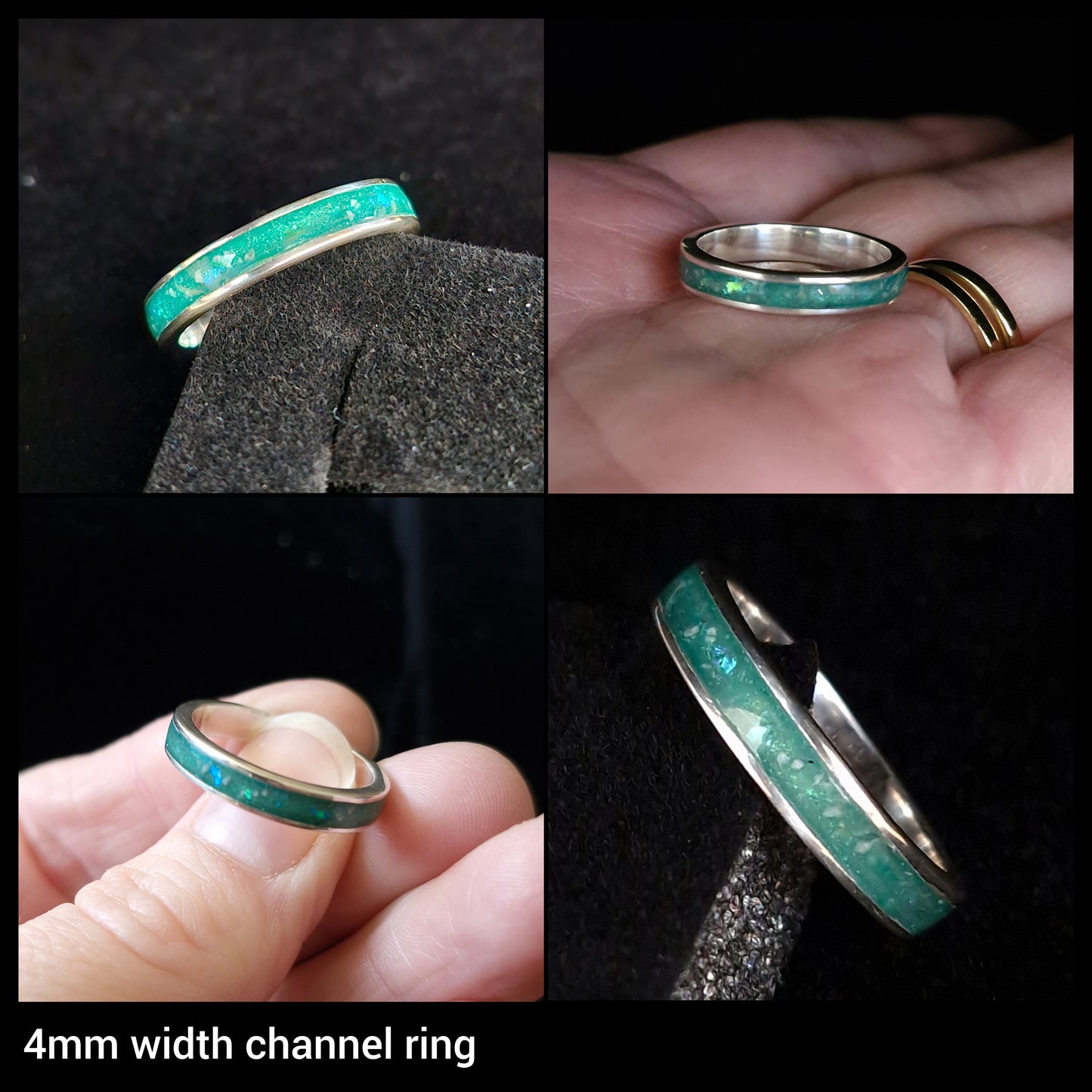 Channel Rings - Stainless Steel, Titanium or Tungsten Carbide: Breastmilk and/or Hair Inclusion