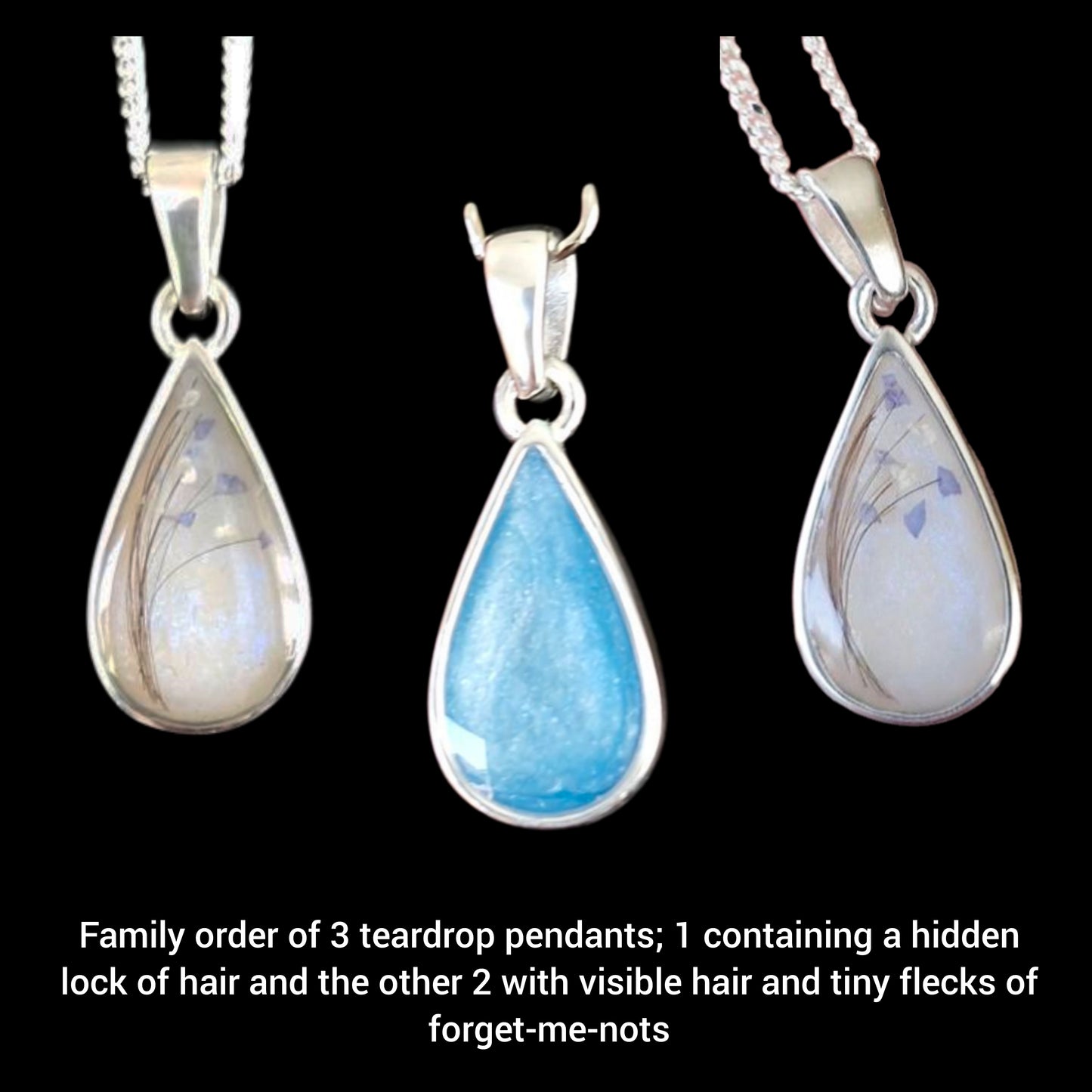 925 Sterling Silver Cremation Ashes and/or Hair Memorial Necklaces