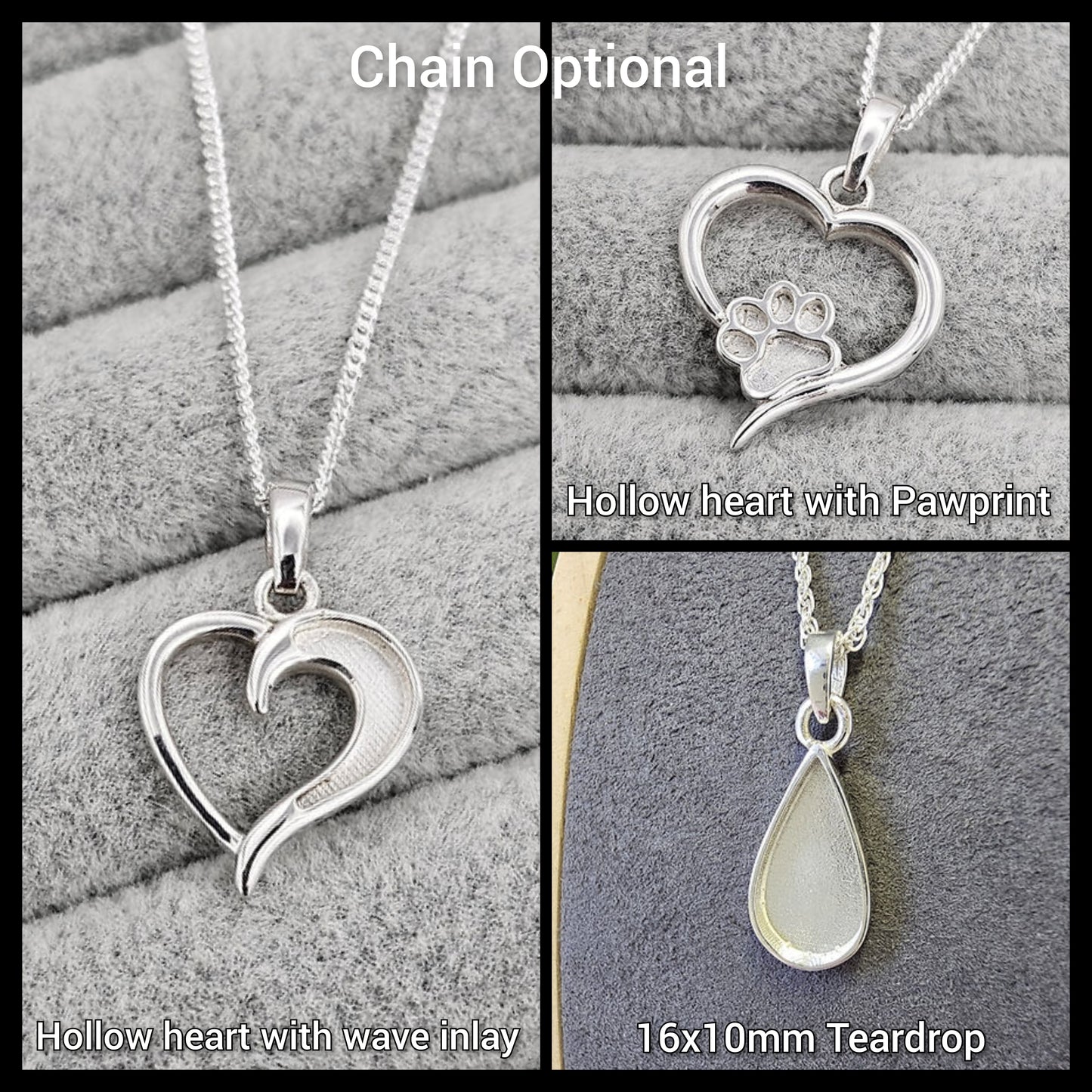 925 Sterling Silver Cremation Ashes and/or Hair Memorial Necklaces