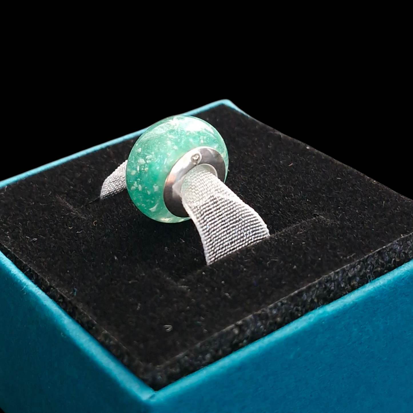 Cremation Ashes and/or Hair Memorial Bracelet Bead with Sterling Silver Cores