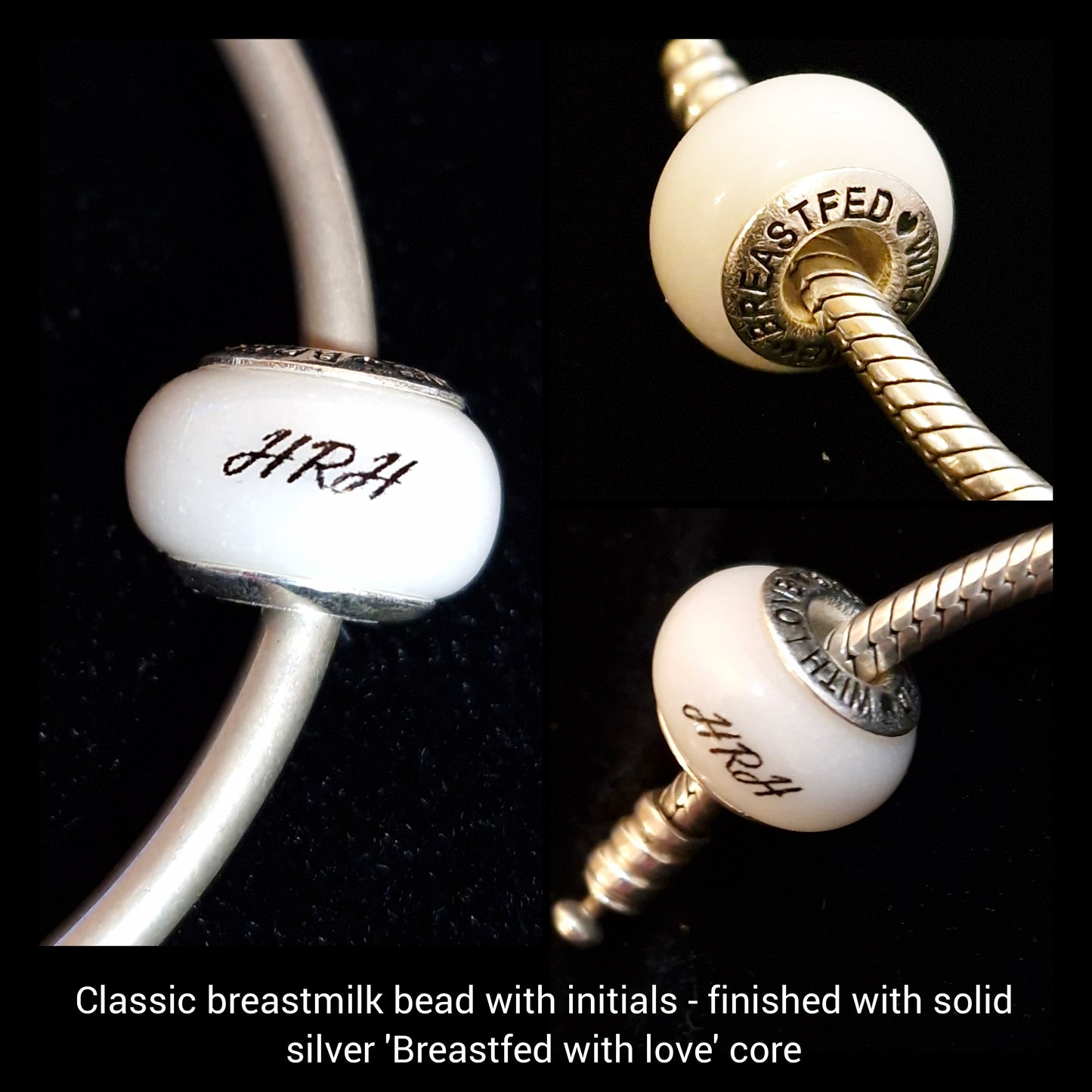 Breastmilk Bracelet Bead with 925 Sterling Silver Cores