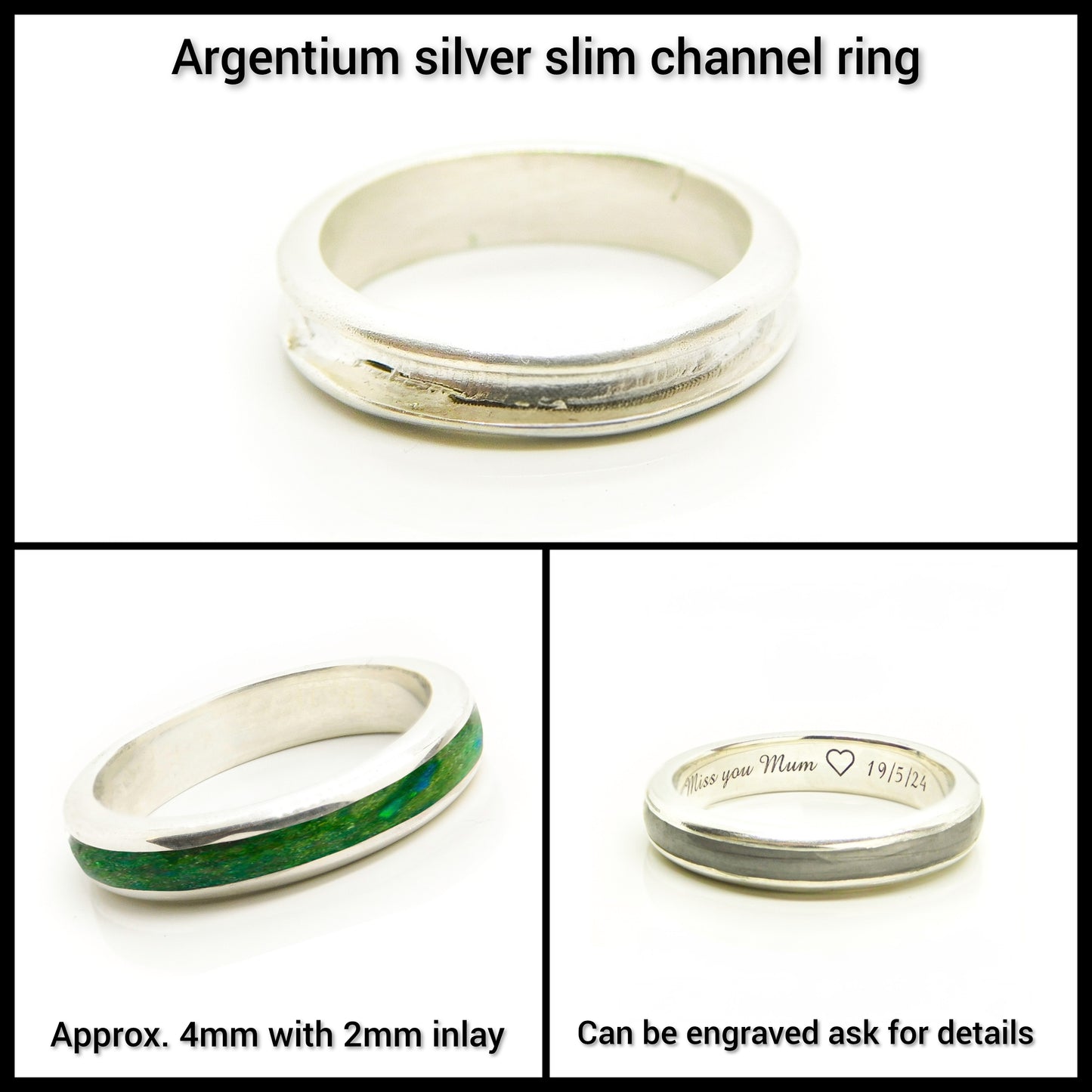 925 Sterling Silver Breastmilk and/or hair Ring Collection