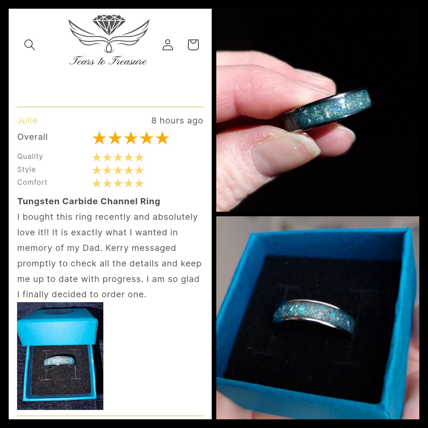 Channel Rings - Stainless Steel, Titanium or Tungsten Carbide: Breastmilk and/or Hair Inclusion