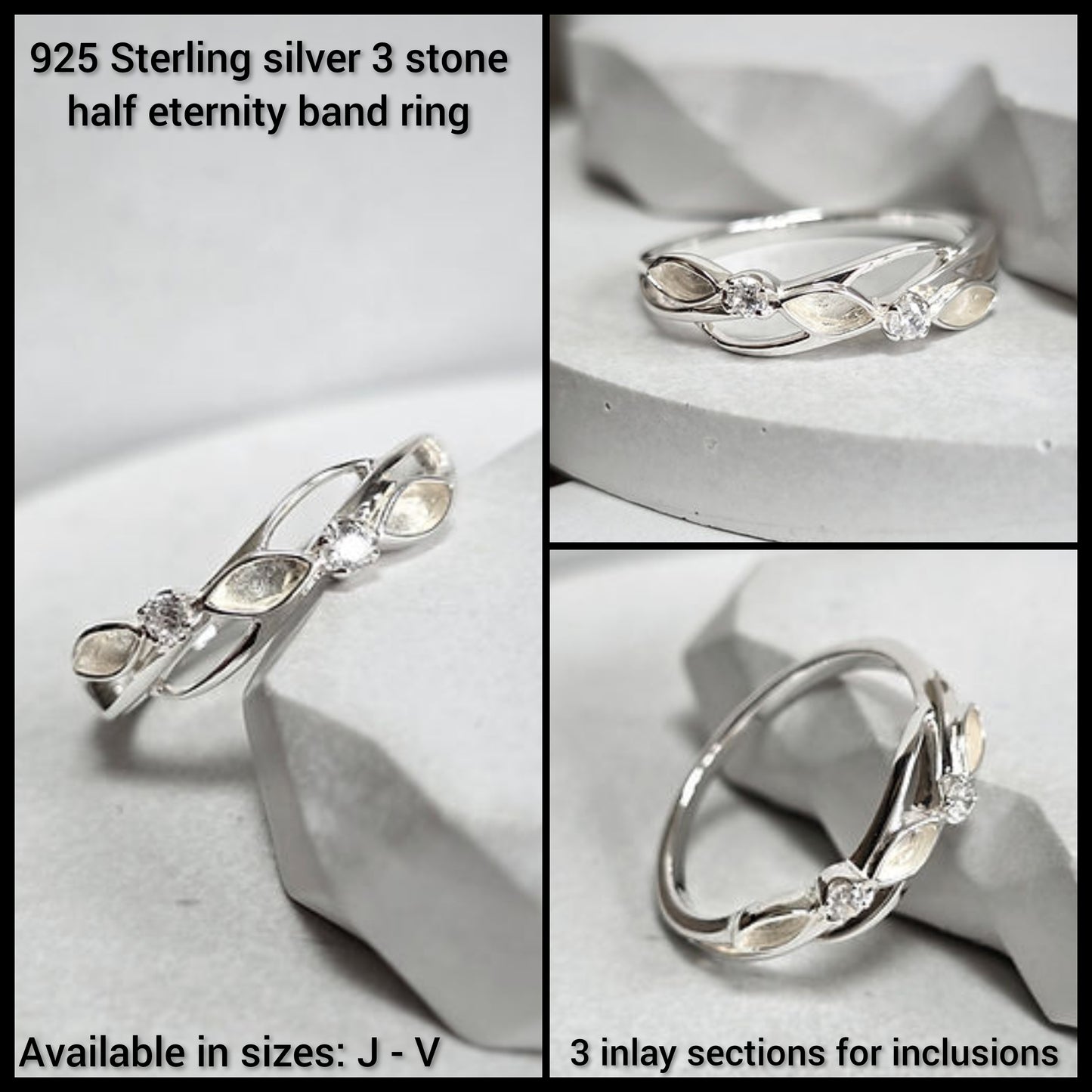 925 Sterling Silver Cremation Ashes and/or Hair Ring Collection