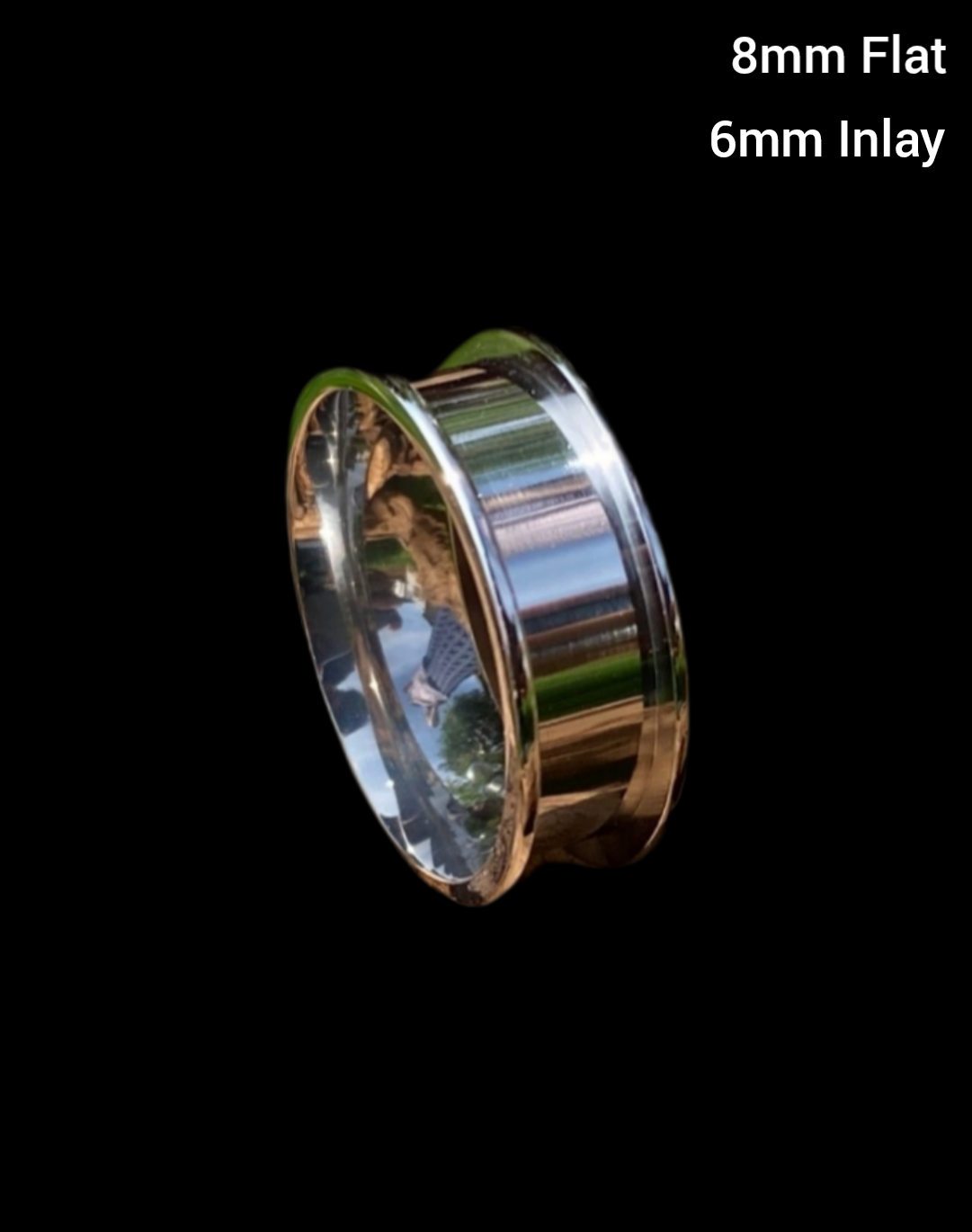 8mm channel ring for cremation ashes, breastmilk and other inclusions