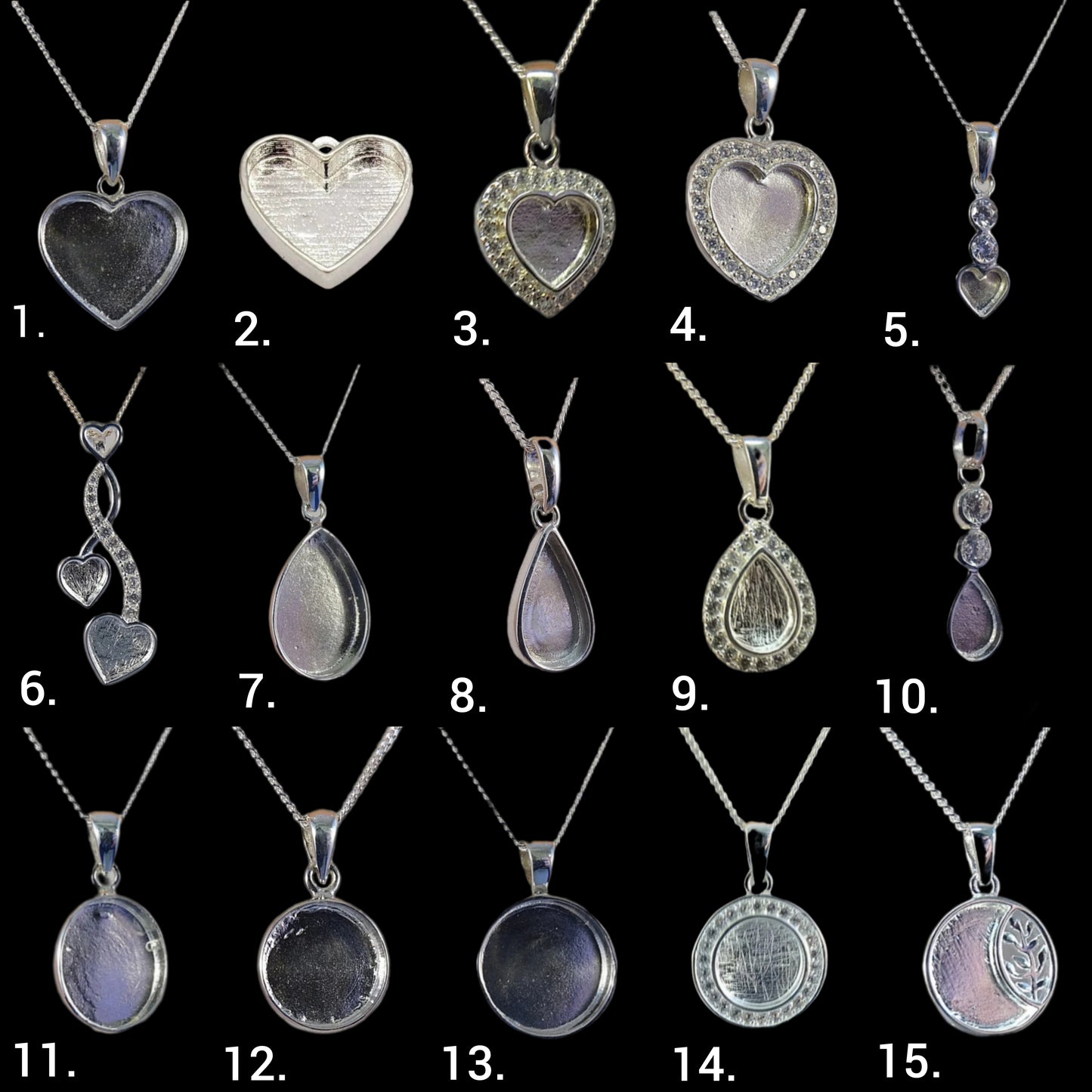 925 Sterling silver breastmilk necklace options