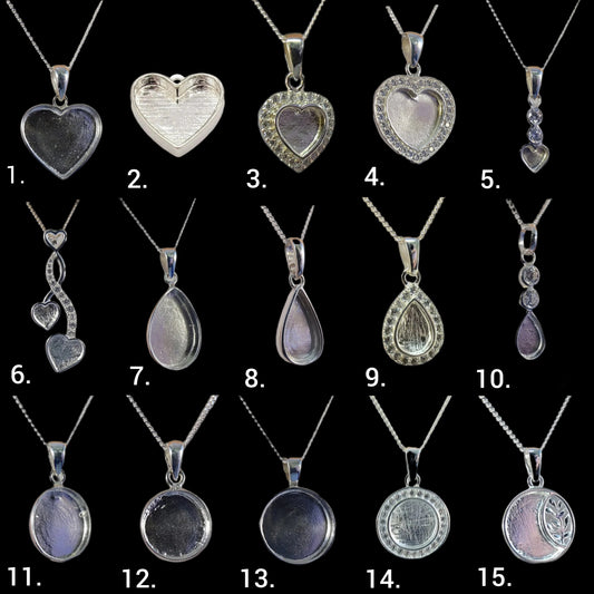 925 Sterling silver breastmilk necklace options