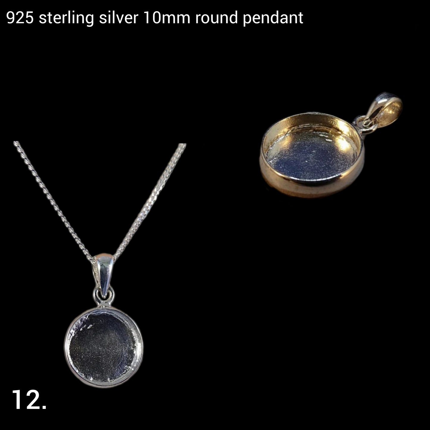 925 sterling silver breastmilk and cremation ashes 10mm round necklace