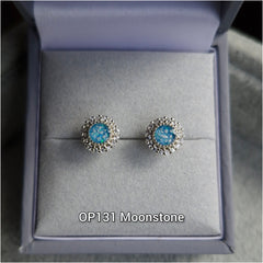 CZ halo round earrings