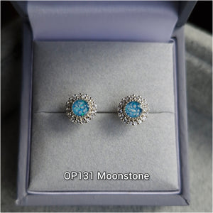 CZ halo round earrings