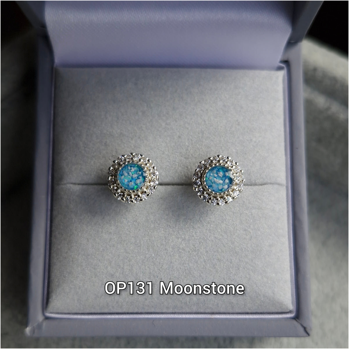 CZ halo round earrings
