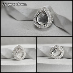 CZ halo pear bracelet charm