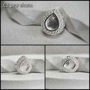 CZ halo pear bracelet charm