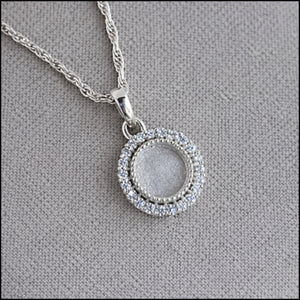 CZ halo round pendant