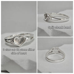 6mm heart ring with cubic zirconia stones