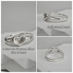 6mm heart ring with cubic zirconia stones
