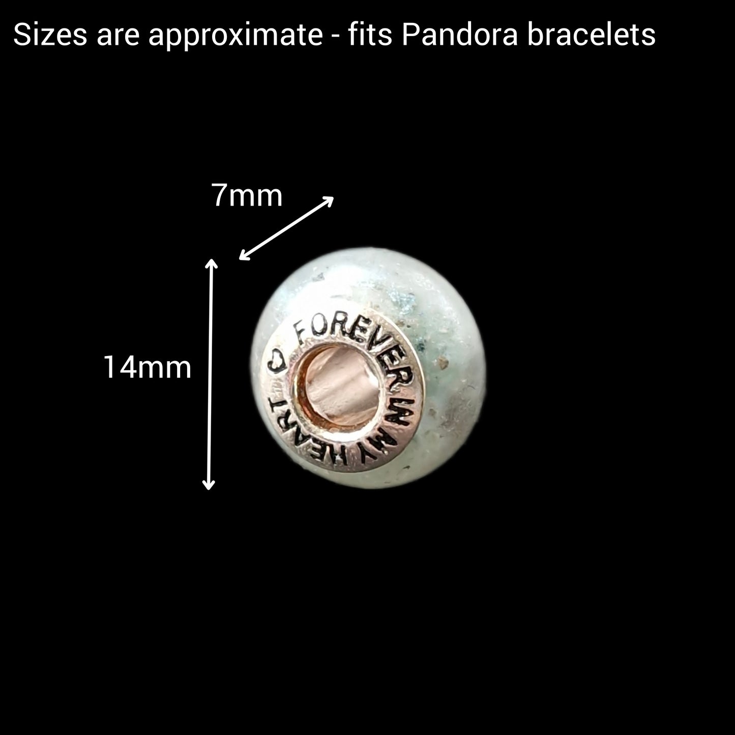 Cremation ashes bead size - fits pandora bracelet