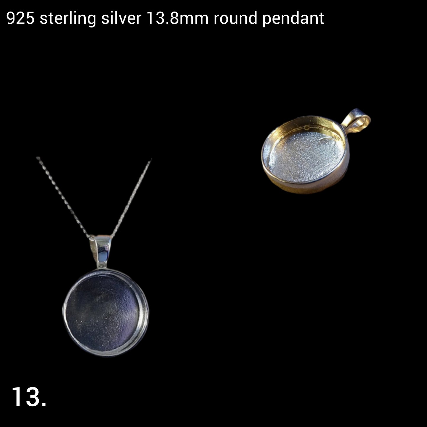 925 sterling silver 13.8mm round cremation ashes and breastmilk necklace