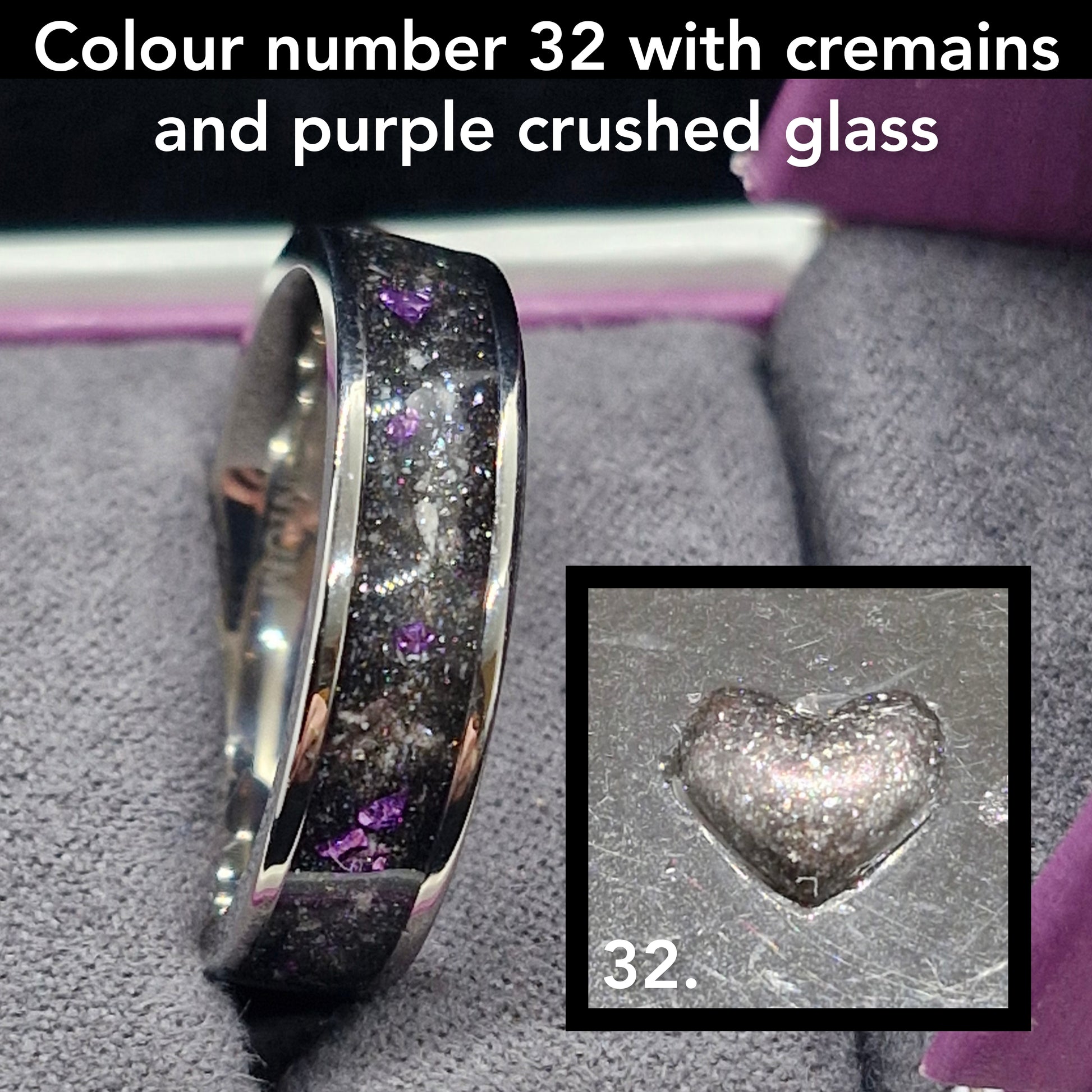 Night sky cremation ashes 6mm channel ring