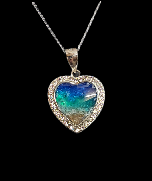 925 sterling silver cremation ashes necklace ocean effect