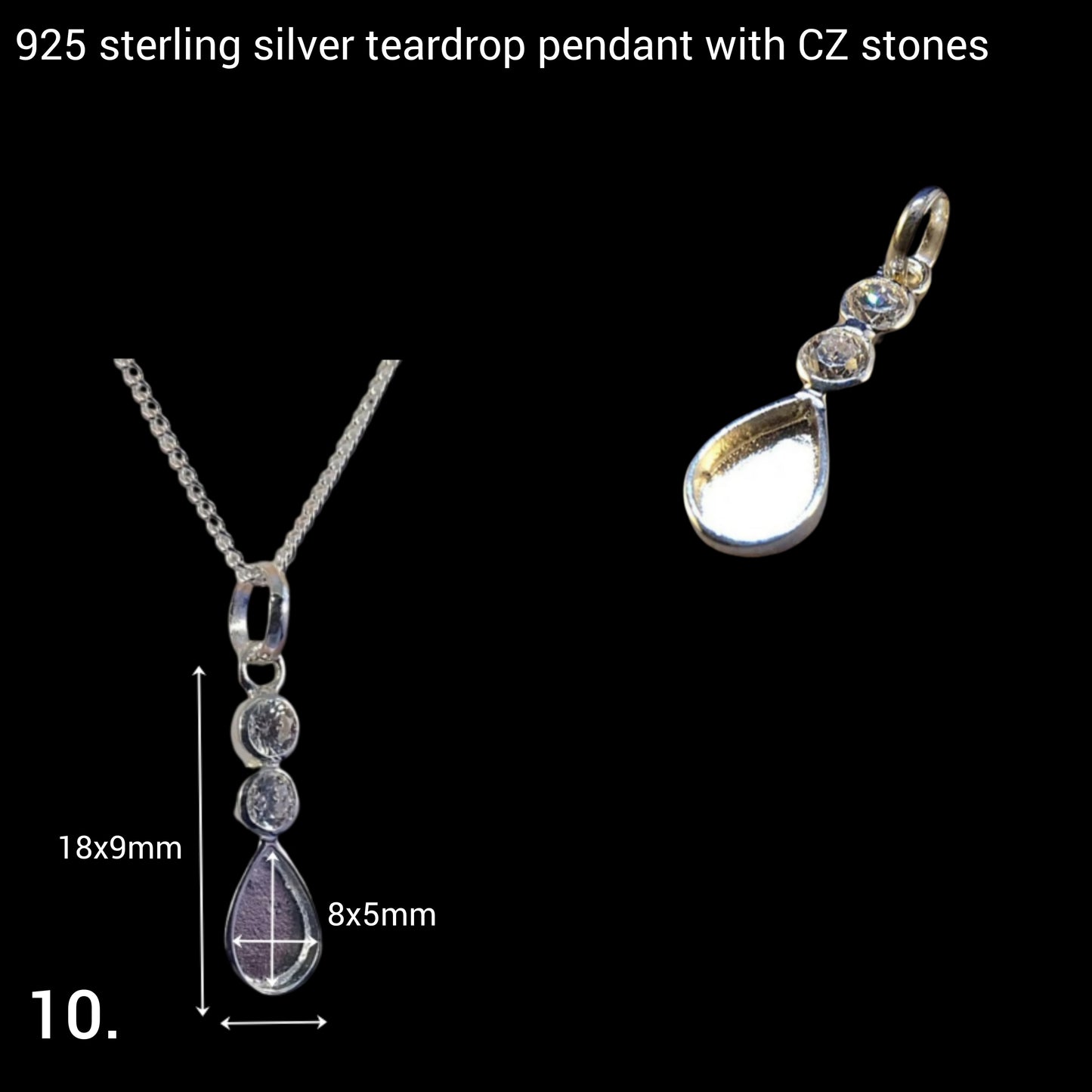 925 sterling silver teardrop drop style  cremation ashes and breastmilk necklace 