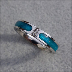 Stainless steel part channel ring with zircon stones
