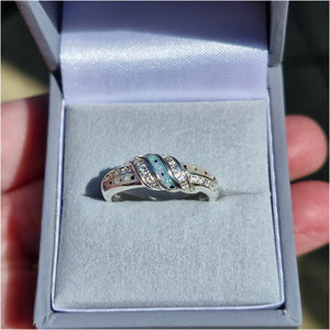 Triple channel CZ band ring