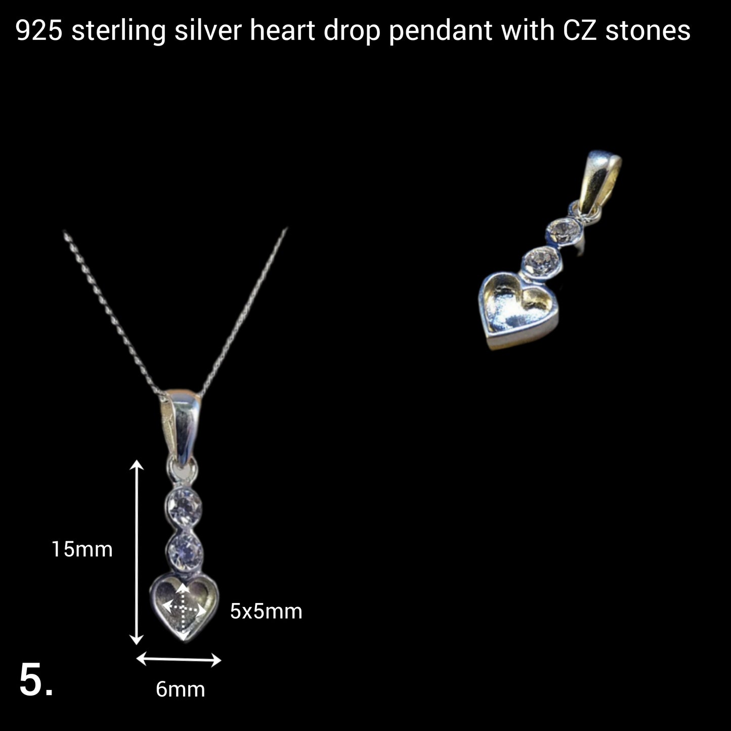 925 sterling silver heart drop style breastmilk and cremation ashes necklace