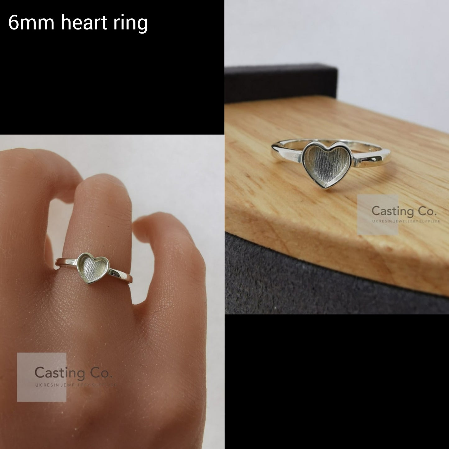 925 sterling silver 6mm heart ring