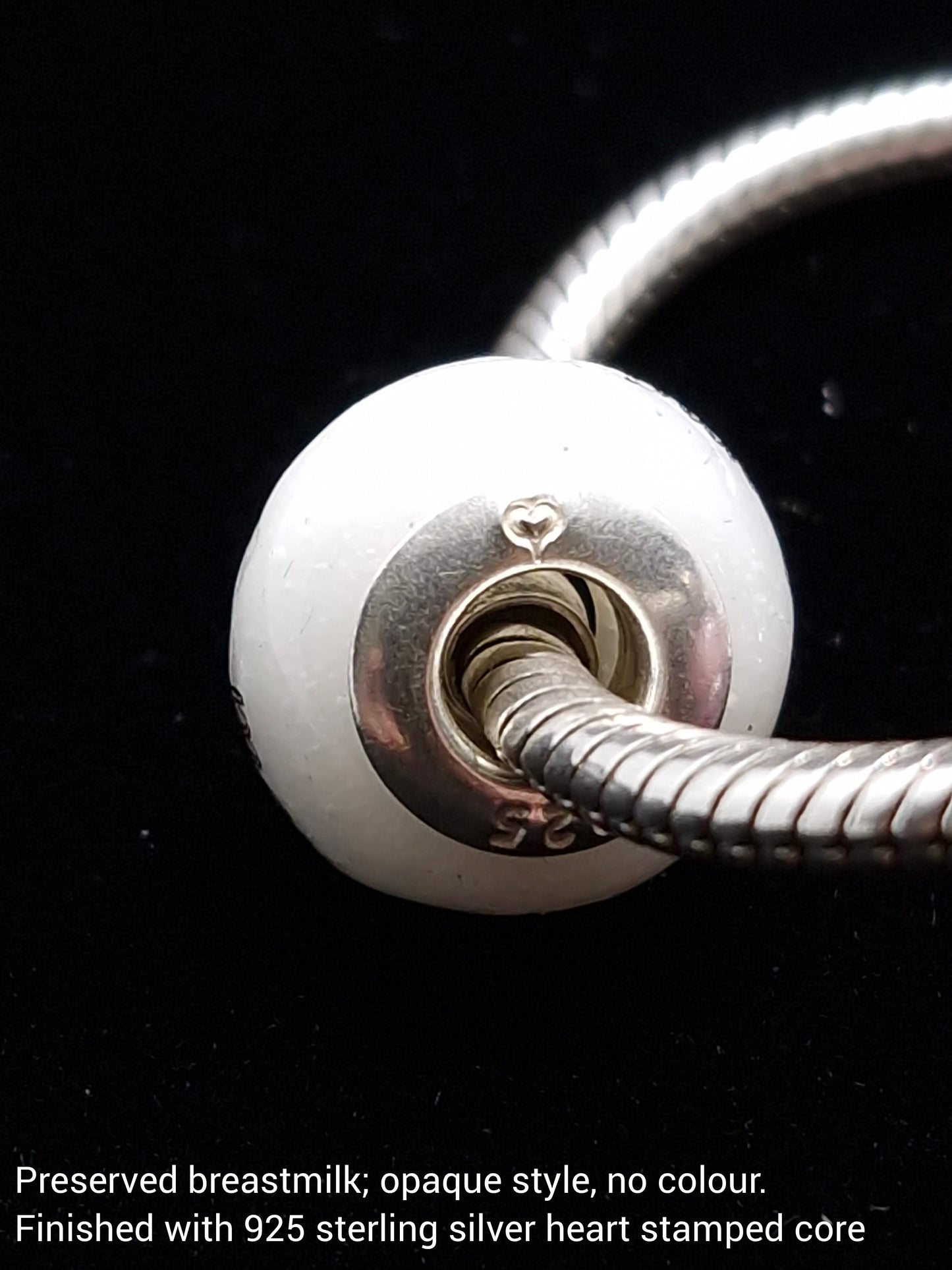 Breastmilk Bracelet Bead with 925 Sterling Silver Cores