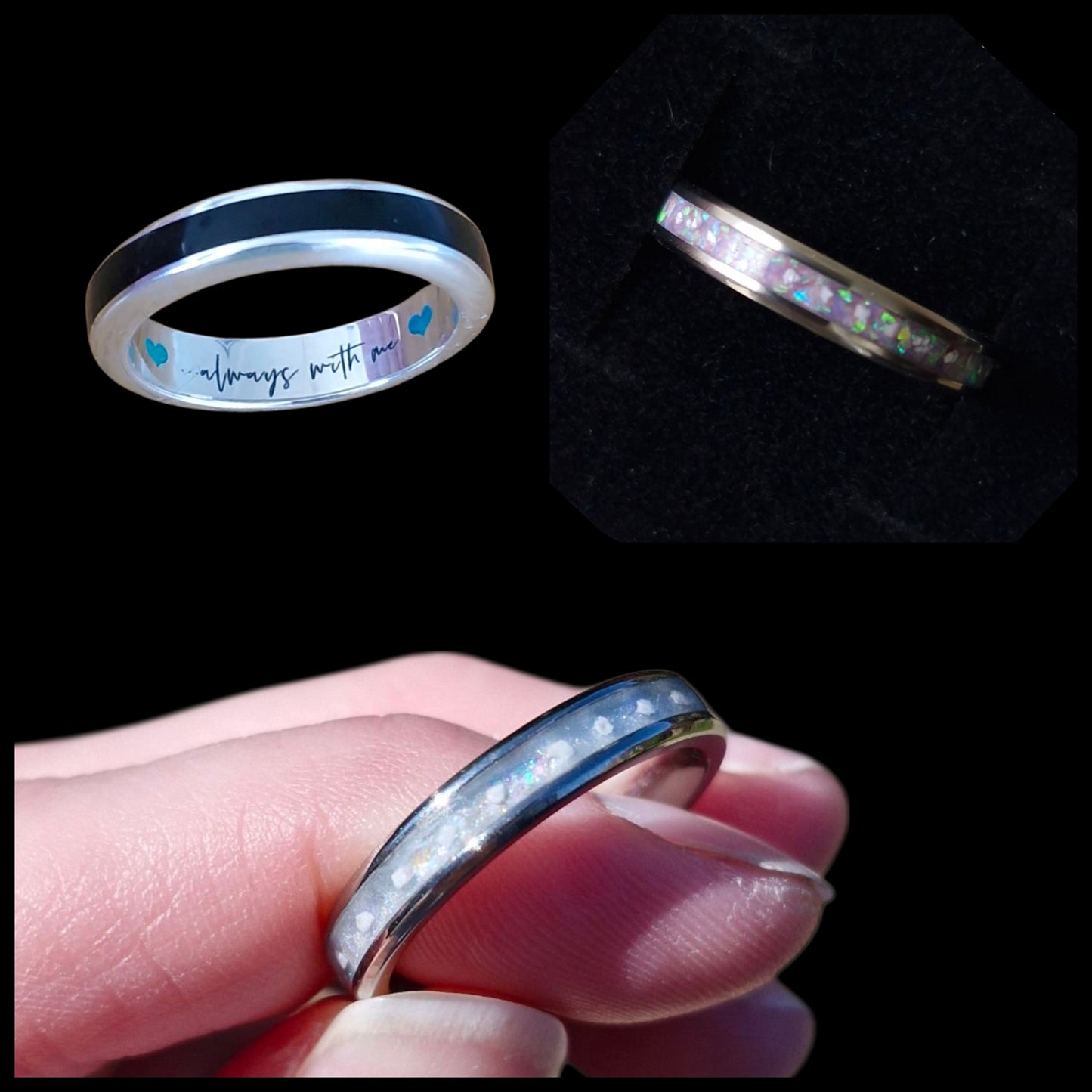 925 Sterling Silver Cremation Ashes and/or Hair Ring Collection