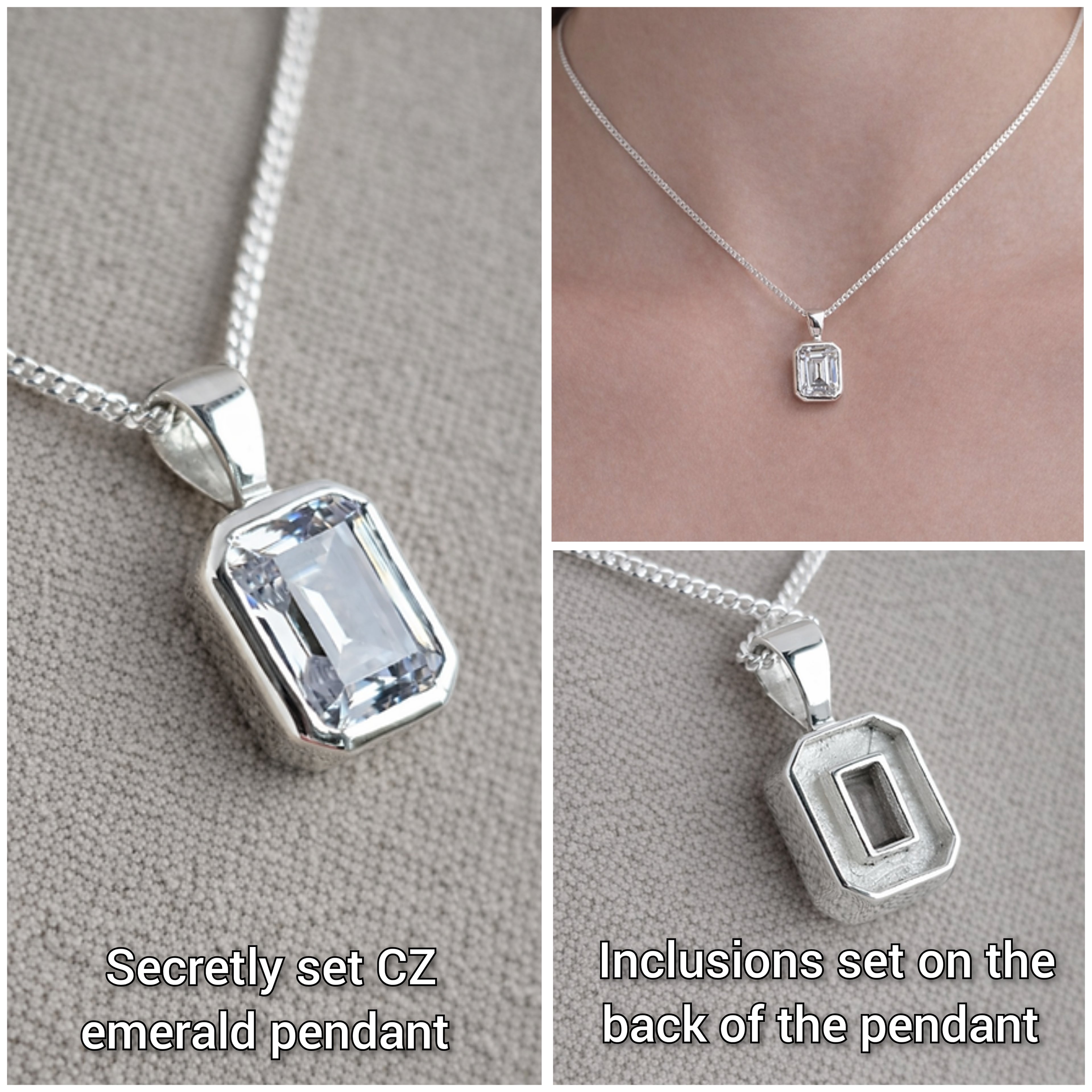 Secretly set Emerald pendant