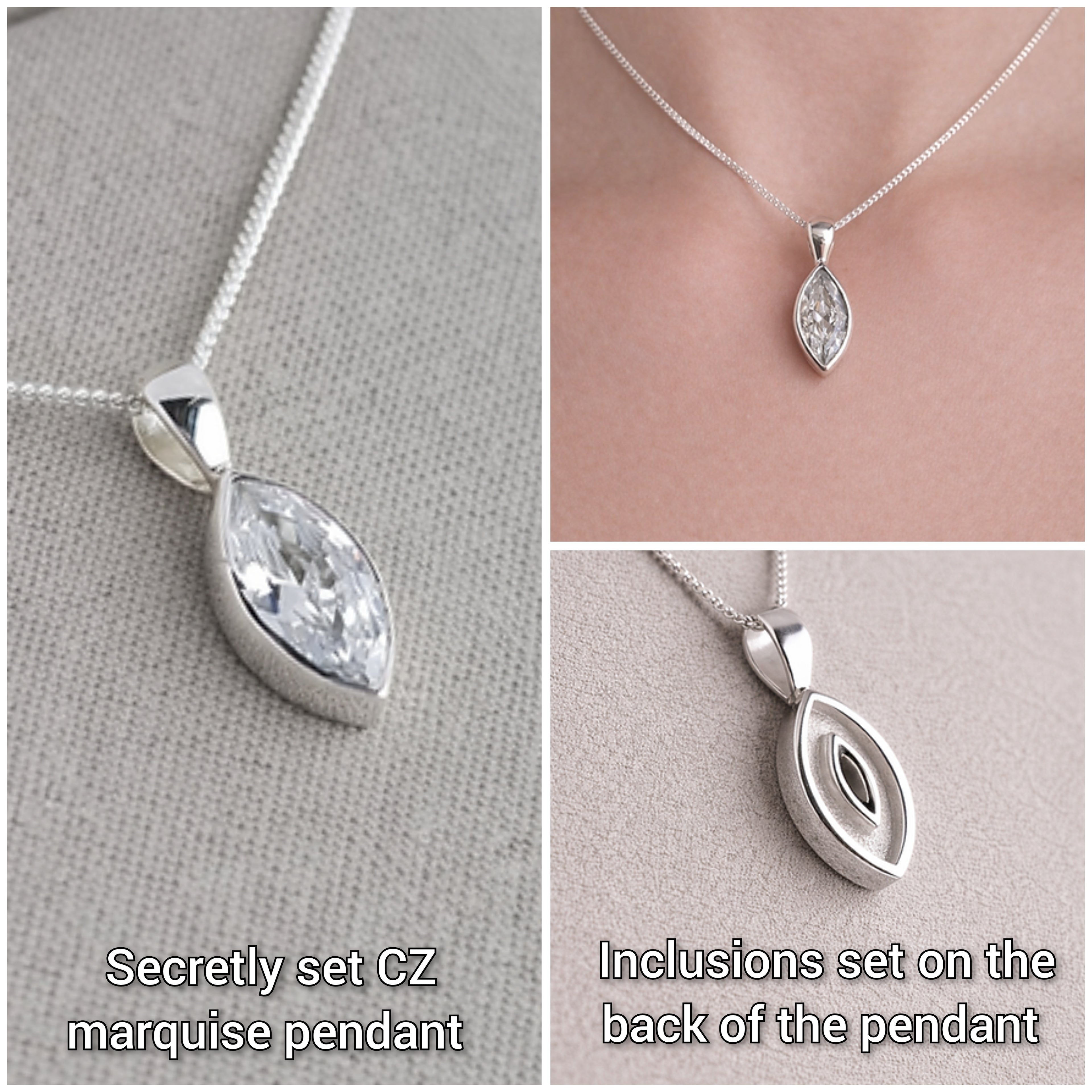 Secretly set Marquise pendant