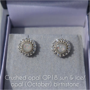 CZ halo round earrings