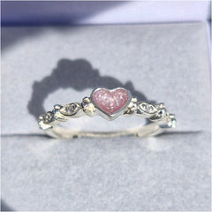 Dainty heart and almond stones ring