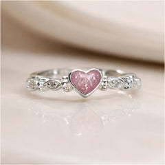 Dainty heart and almond stones ring