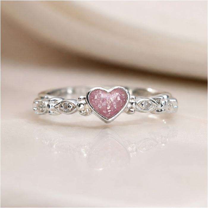 Dainty heart and almond stones ring