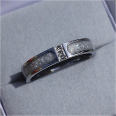 Stainless steel part channel ring with zircon stones