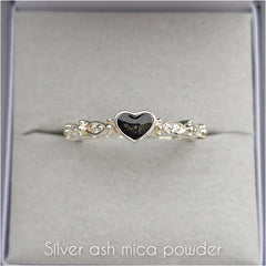 Dainty heart and almond stones ring