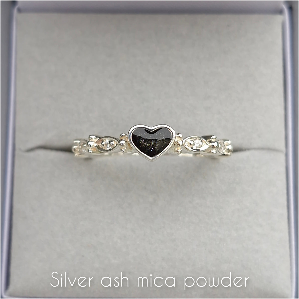 Dainty heart and almond stones ring