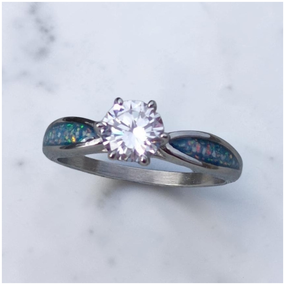 Aurora Solitaire ring - Stainless Steel