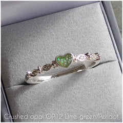 Dainty heart and almond stones ring