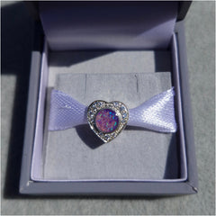 CZ halo round inlay heart charm