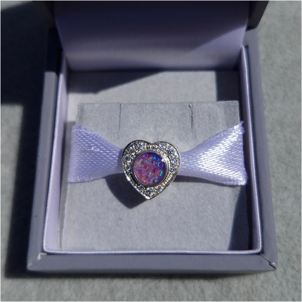 CZ halo round inlay heart charm