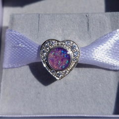 CZ halo round inlay heart charm