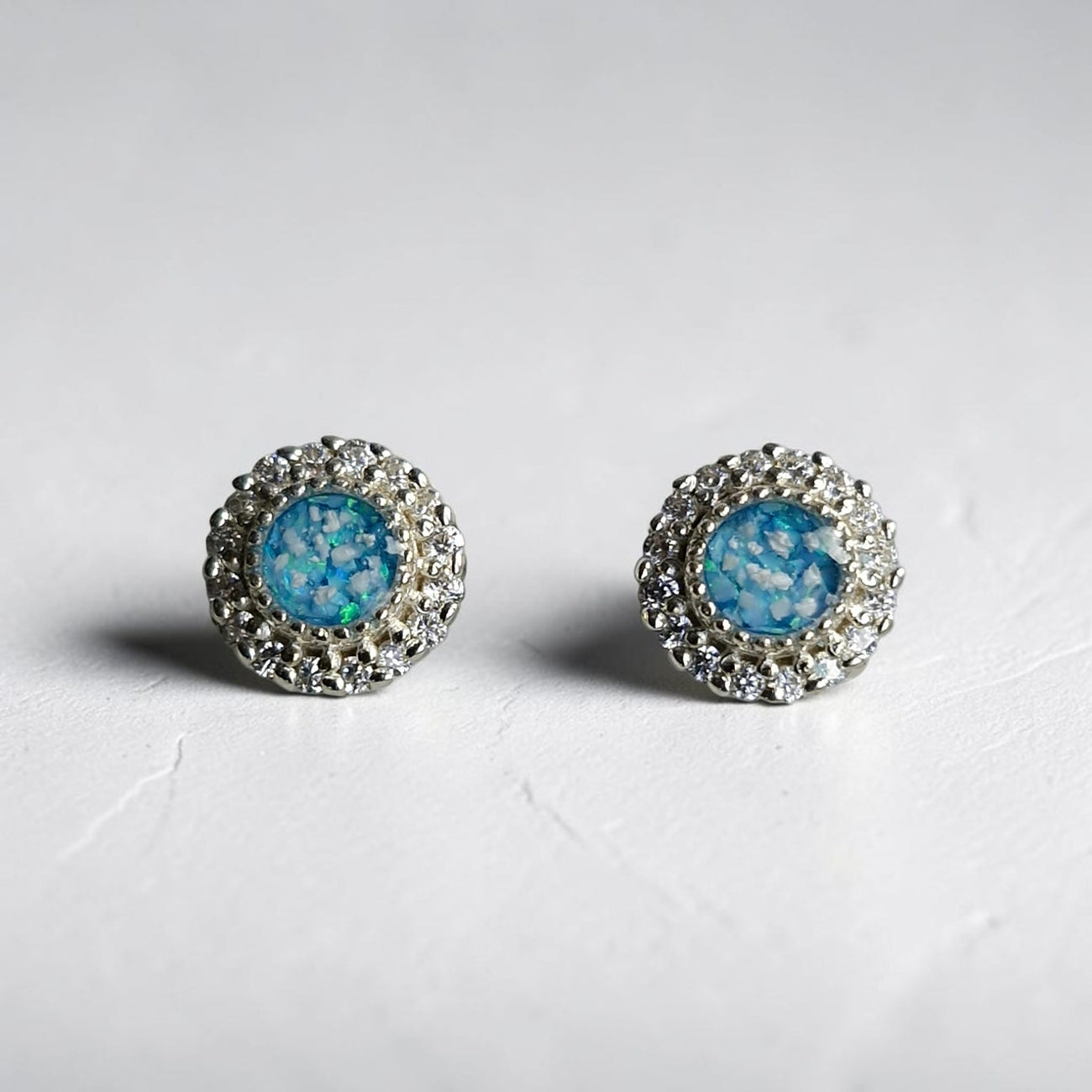 CZ halo round earrings